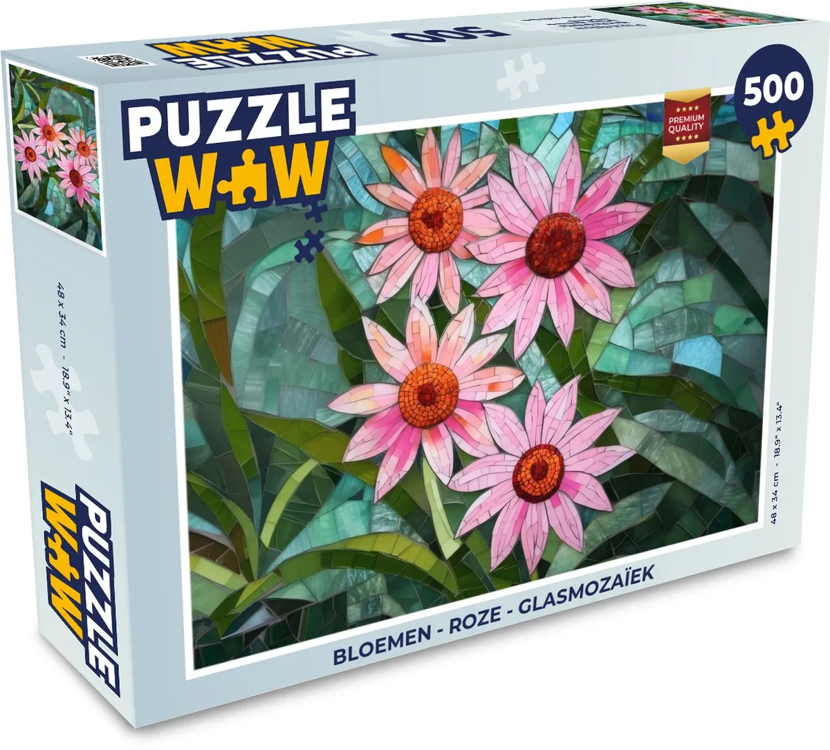 PuzzleWow Glasmozaïek Bloemen Legpuzzel 500 Stuks