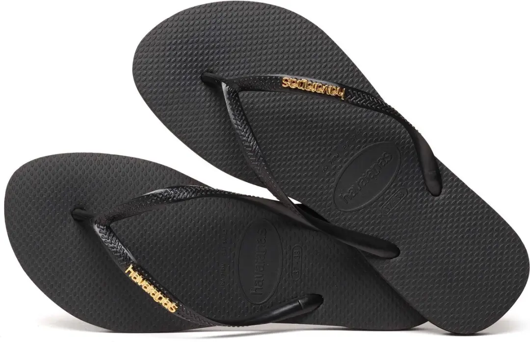 Havaianas Teenslipper Slim Logo Metallic - Zwart/Goud - afbeelding 5 van 6