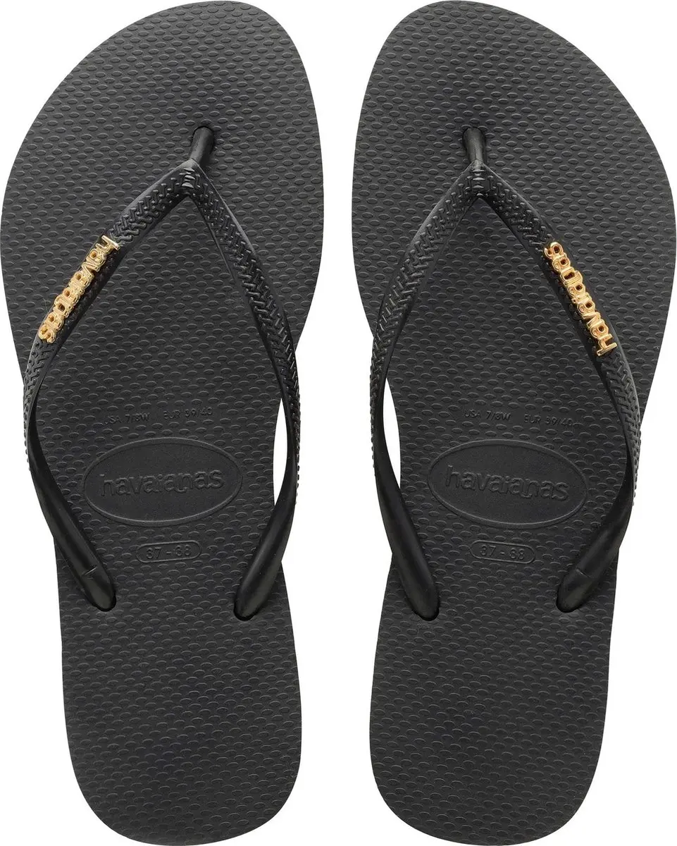 Havaianas Teenslipper Slim Logo Metallic - Zwart/Goud - afbeelding 4 van 6