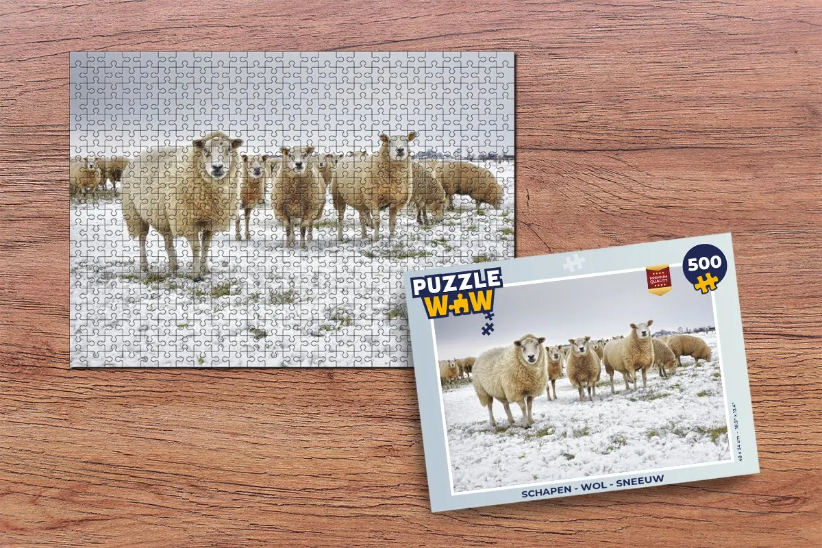 PuzzleWow Wol & Sneeuw Legpuzzel 500 Stuks - Multicolor