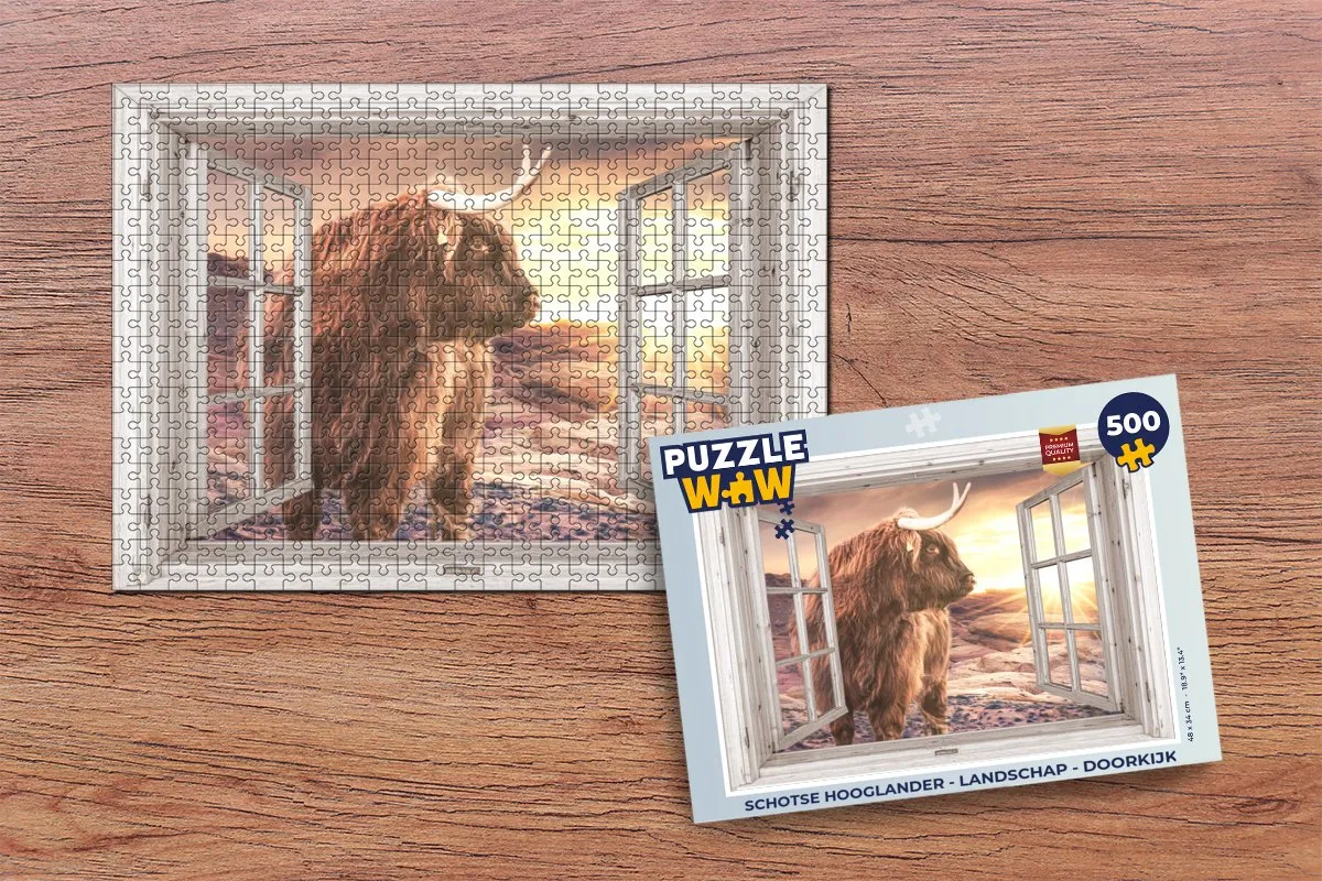 PuzzleWow Schotse Hooglander Legpuzzel 500 Stuks - Multicolor