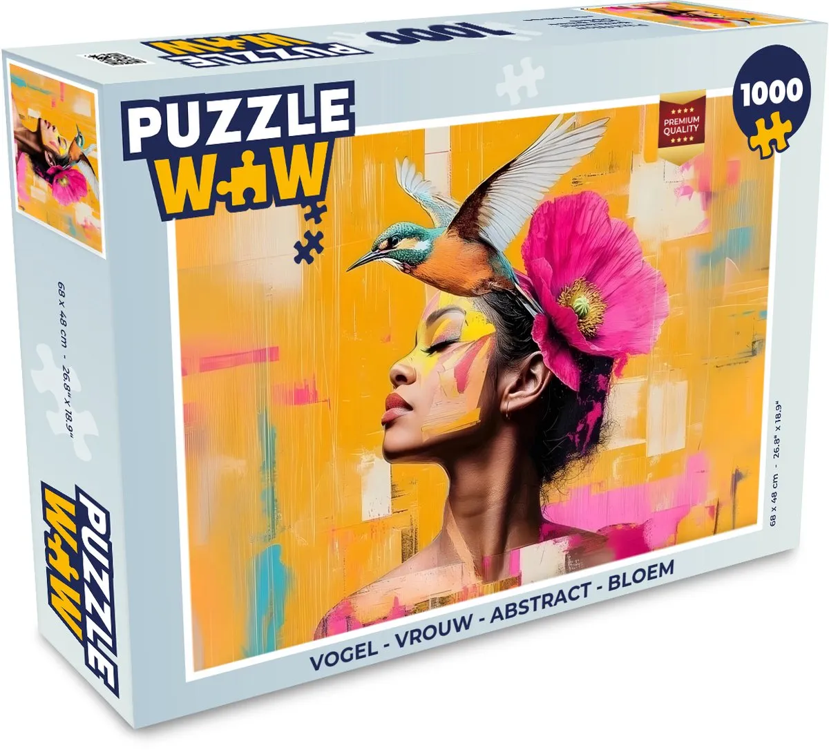 PuzzleWow Vogel Abstract Bloem Legpuzzel 1000 Stuks - Vrouw/Vogel