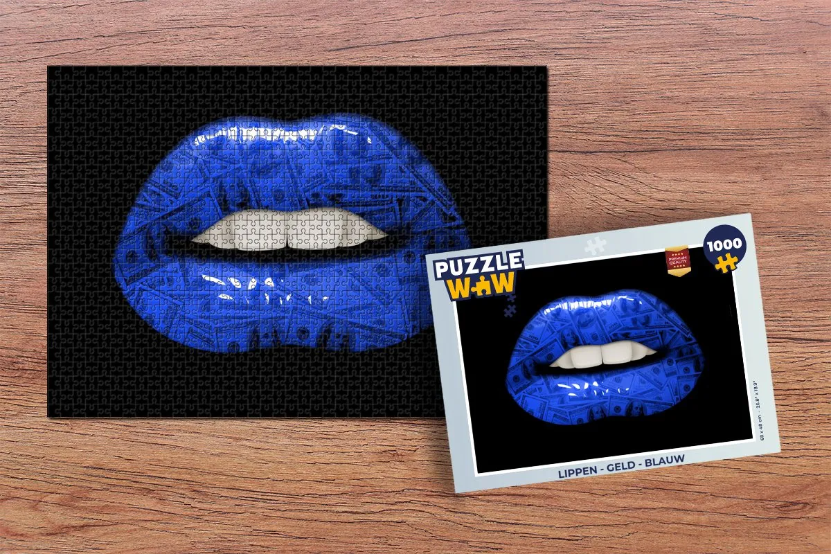 PuzzleWow Lippen Geld Puzzel 1000 Stuks - Multicolor