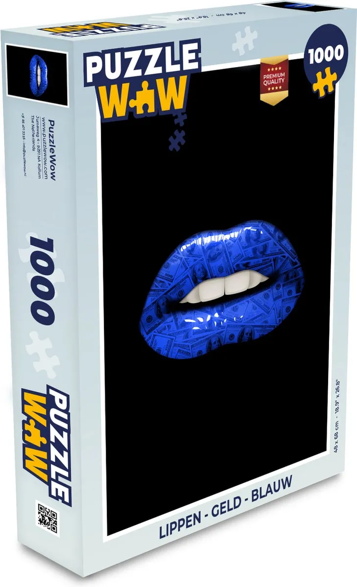 PuzzleWow Lippen Geld Puzzel 1000 Stuks - Multicolor