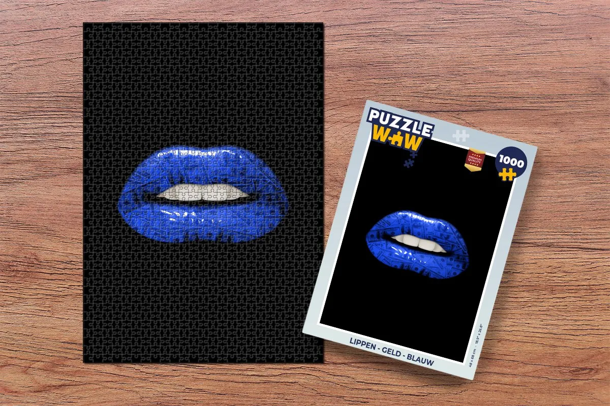 PuzzleWow Lippen Geld Puzzel 1000 Stuks - Multicolor