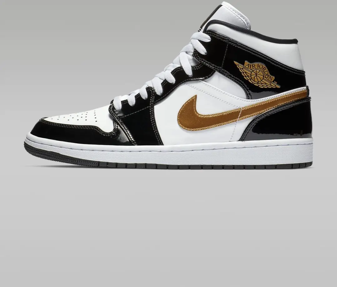 "Nike Nike Air Jordan 1 Mid Patent ""Black Gold""