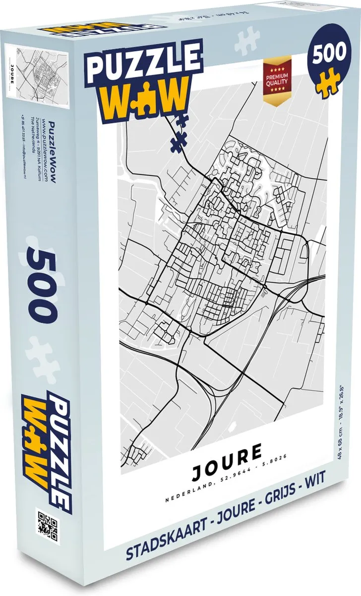 PuzzleWow Stadskaart Joure Legpuzzel 500 Stuks - Multicolor