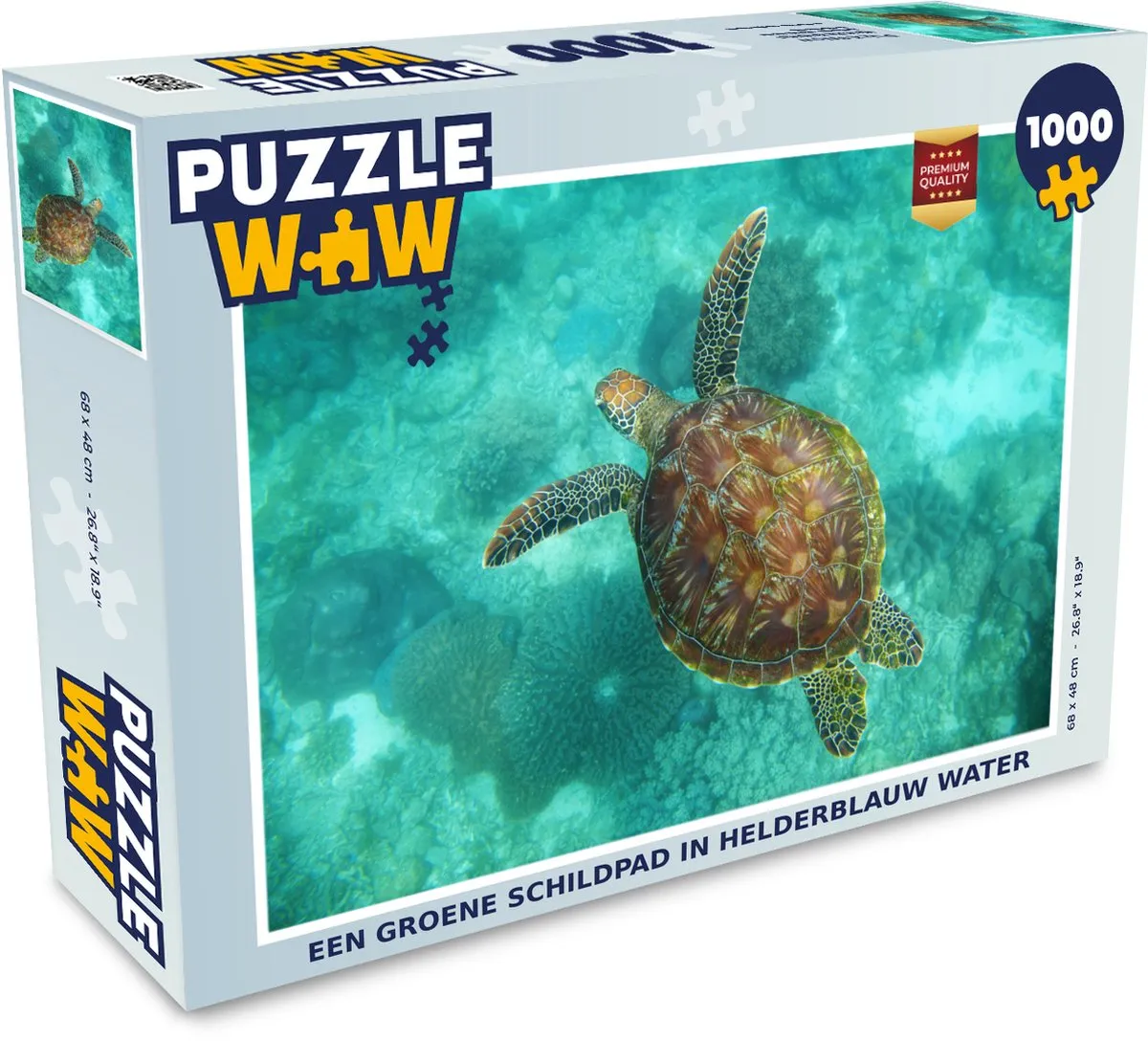 PuzzleWow Legpuzzel Schildpad in Blauw Water 1000 Stuks