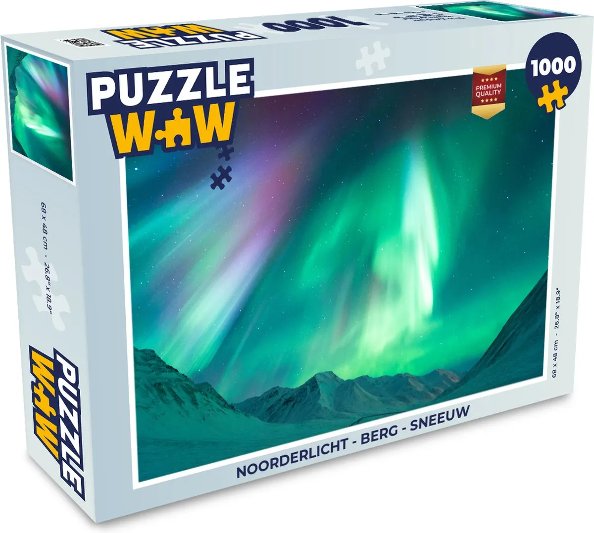 PuzzleWow Noorderlicht Berg Sneeuw Legpuzzel 1000 Stuks