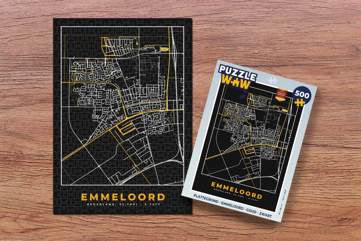 PuzzleWow Emmeloord Legpuzzel 500 Stuks - Goud/Zwart