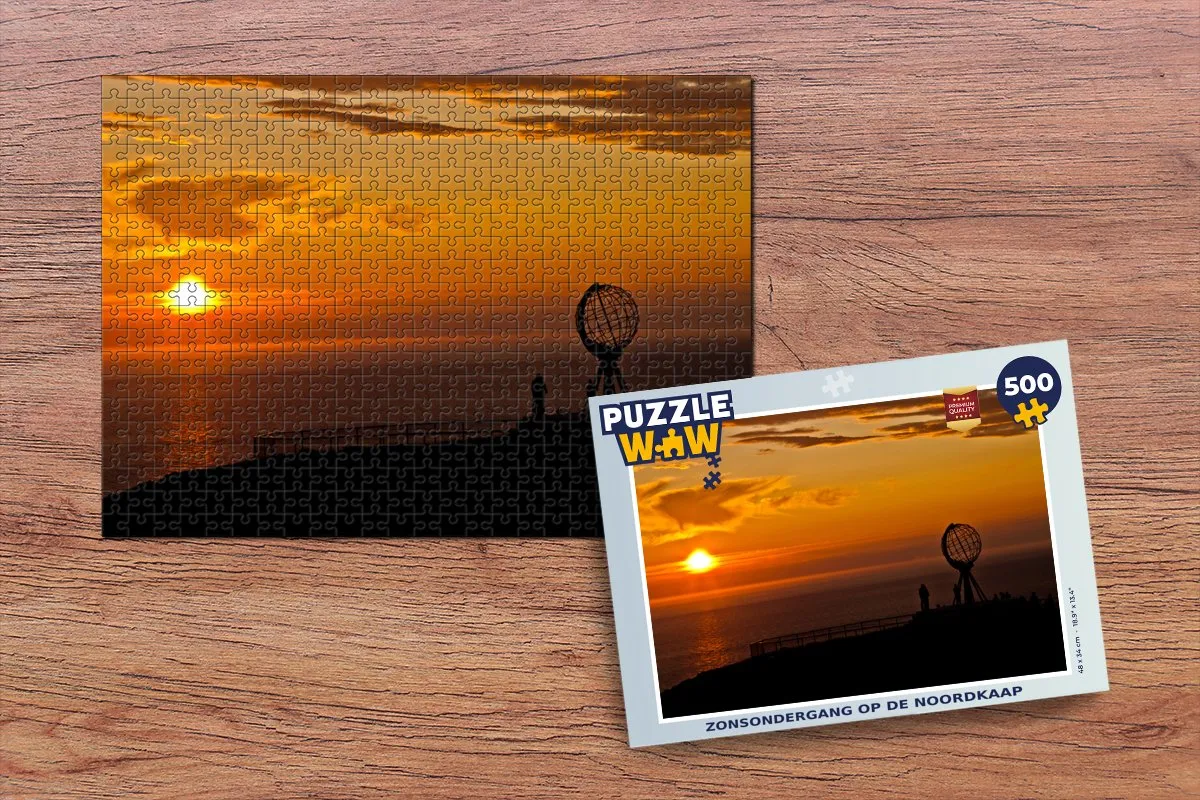 PuzzleWow Zonsondergang op de Noordkaap Legpuzzel 500 Stuks - Multicolor