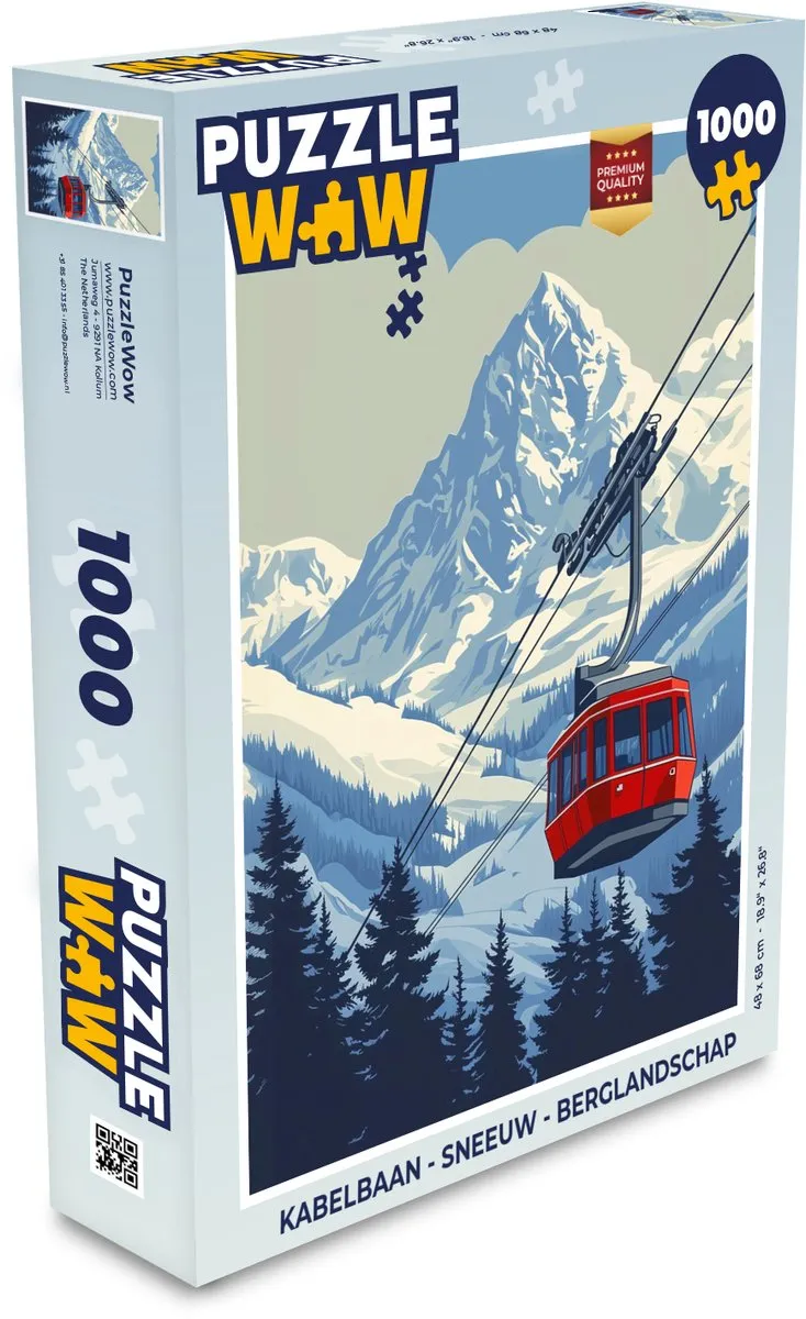 PuzzleWow Legpuzzel Berglandschap Kabelbaan 1000 Stuks