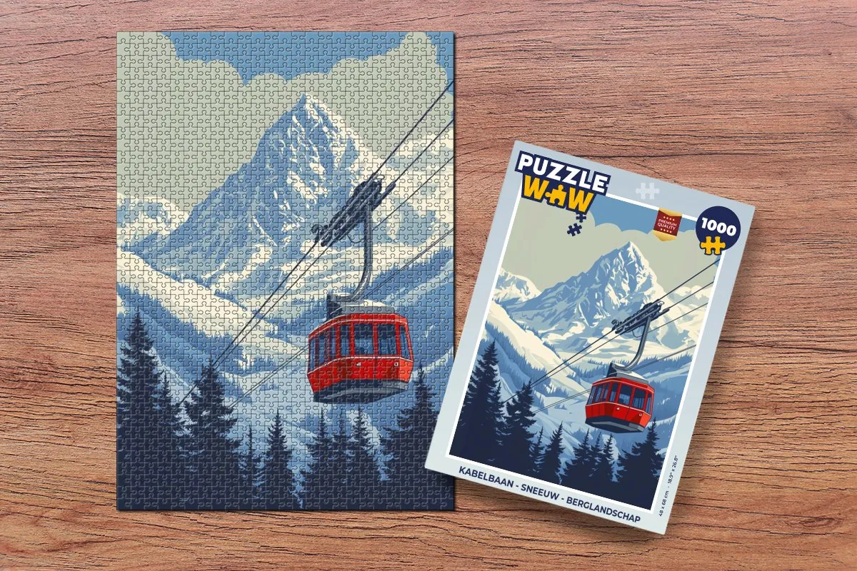 PuzzleWow Legpuzzel Berglandschap Kabelbaan 1000 Stuks