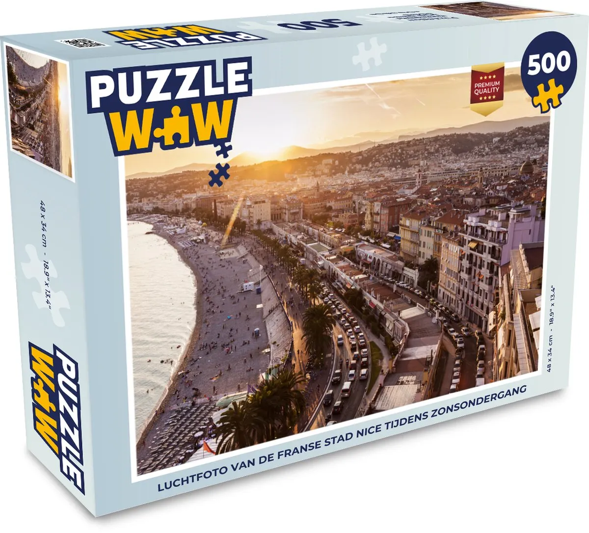 PuzzleWow Zonsondergang Stad Nice Legpuzzel 500 Stuks - Multicolor