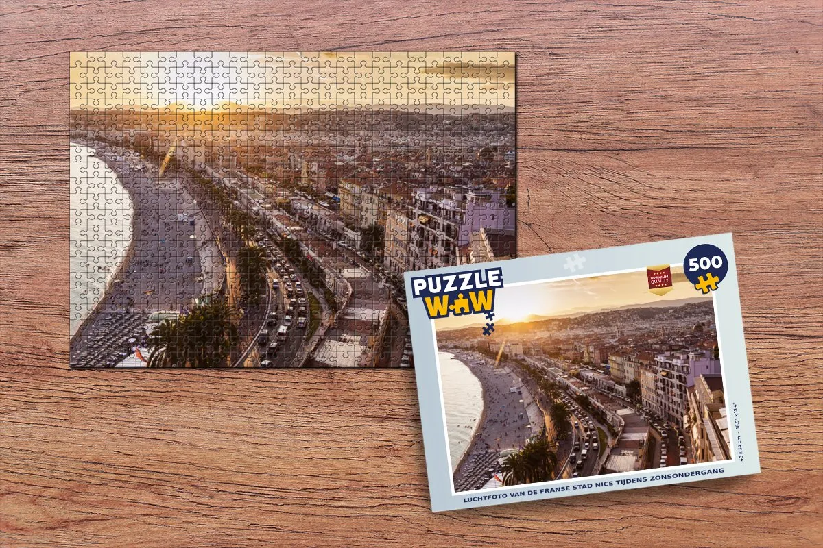 PuzzleWow Zonsondergang Stad Nice Legpuzzel 500 Stuks - Multicolor