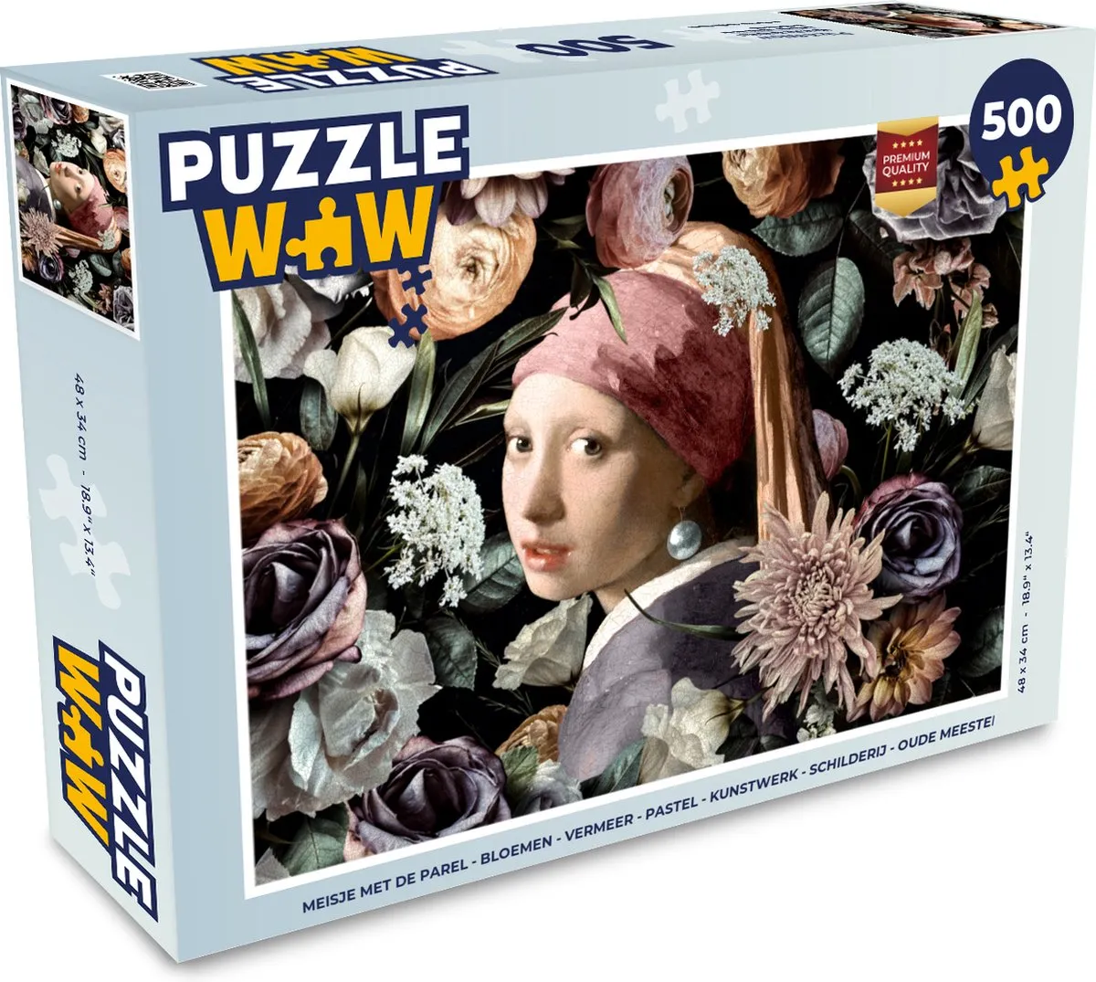 PuzzleWow Vermeer Meisje met de parel Legpuzzel 500 Stuks - Multicolor