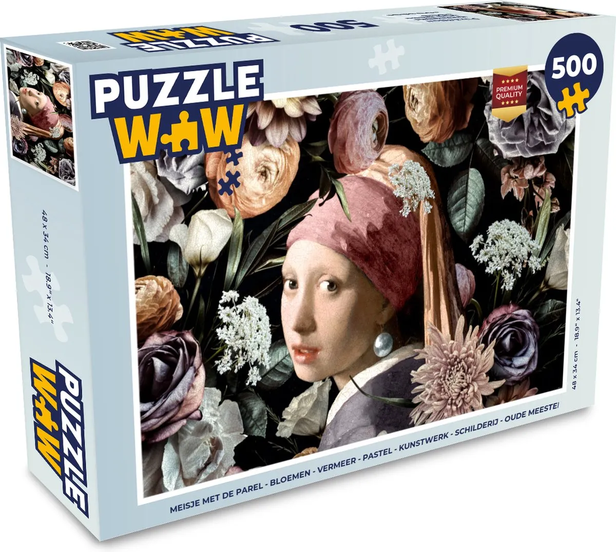 PuzzleWow Vermeer Meisje met de parel Legpuzzel 500 Stuks - Multicolor
