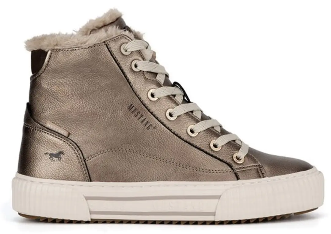 Mustang 1442-602-221 hoge sneakers schoenen gevoerd Rits en Veters kleur brons