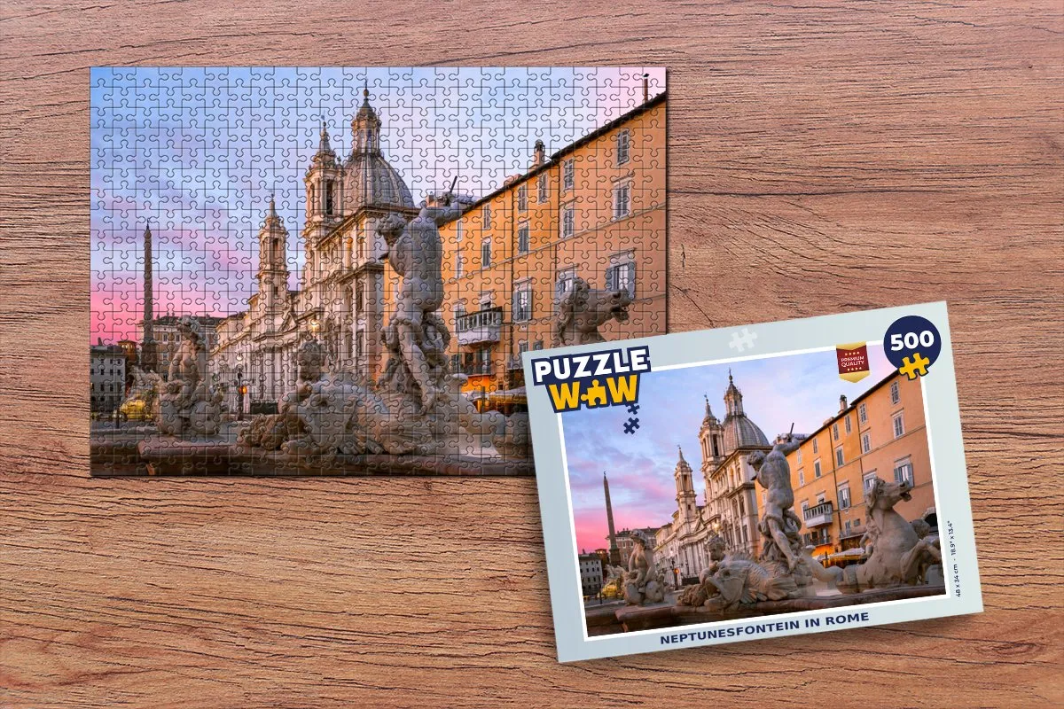 PuzzleWow Rome - Fontein Neptunes Legpuzzel 500 Stuks - Multicolor
