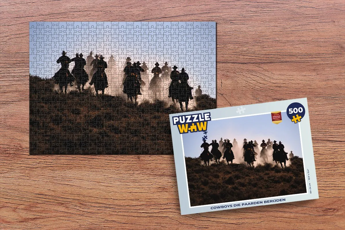 PuzzleWow Cowboys Paarden Legpuzzel 500 Stuks - Multicolor