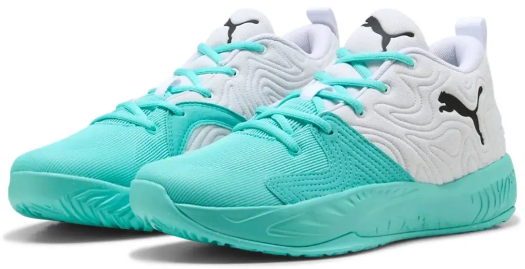 Puma Unisex Court Pro 3 Mid Basketbalschoenen 313830-04 White/Black/Elektro Aqua