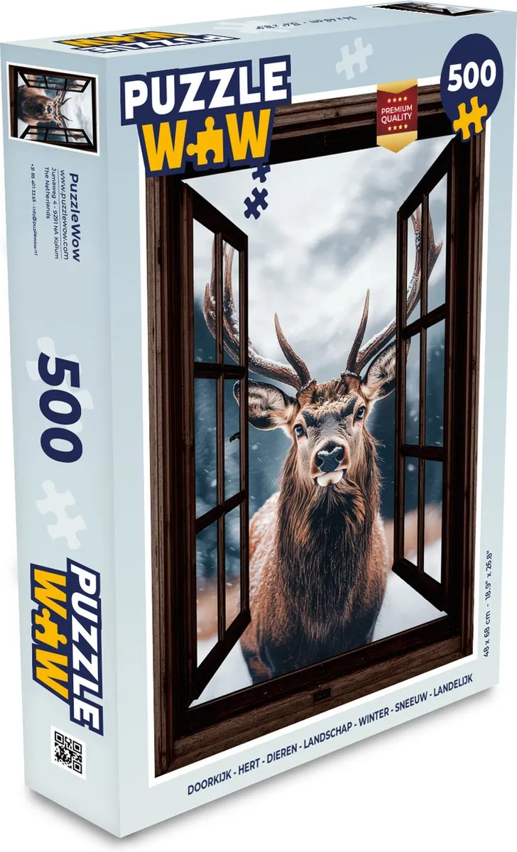 PuzzleWow Doorkijk Hert Legpuzzel 500 Stuks
