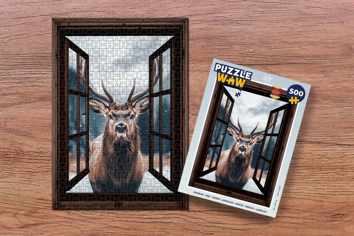 PuzzleWow Doorkijk Hert Legpuzzel 500 Stuks