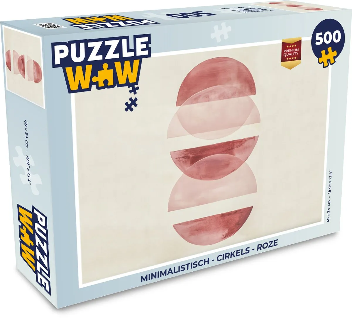 PuzzleWow Minimalistisch Roze Legpuzzel 500 Stuks - 8721374604190