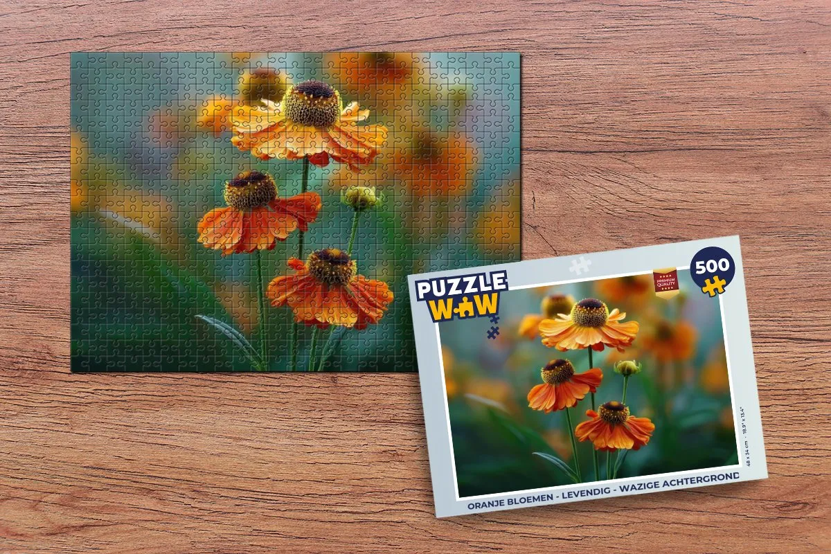 PuzzleWow Oranje Bloemen Legpuzzel 500 Stuks