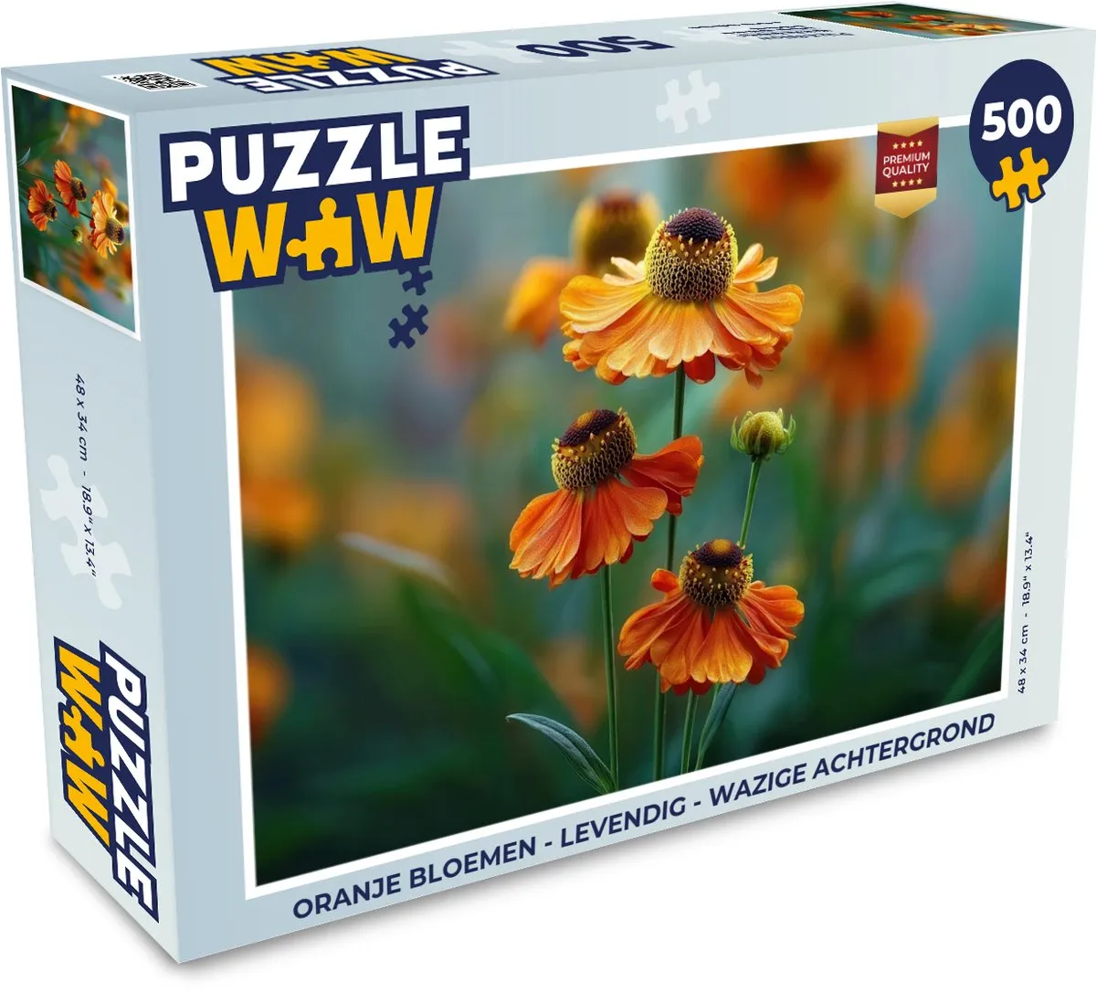 PuzzleWow Oranje Bloemen Legpuzzel 500 Stuks