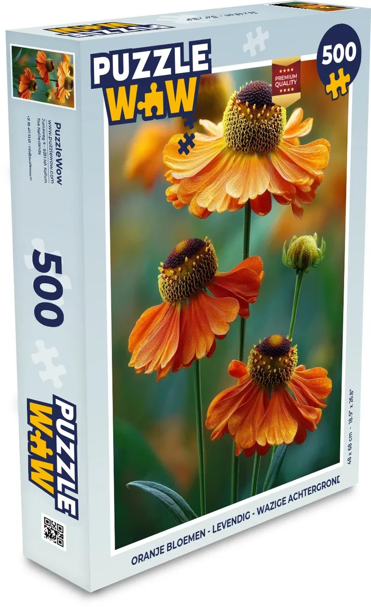 PuzzleWow Oranje Bloemen Legpuzzel 500 Stuks
