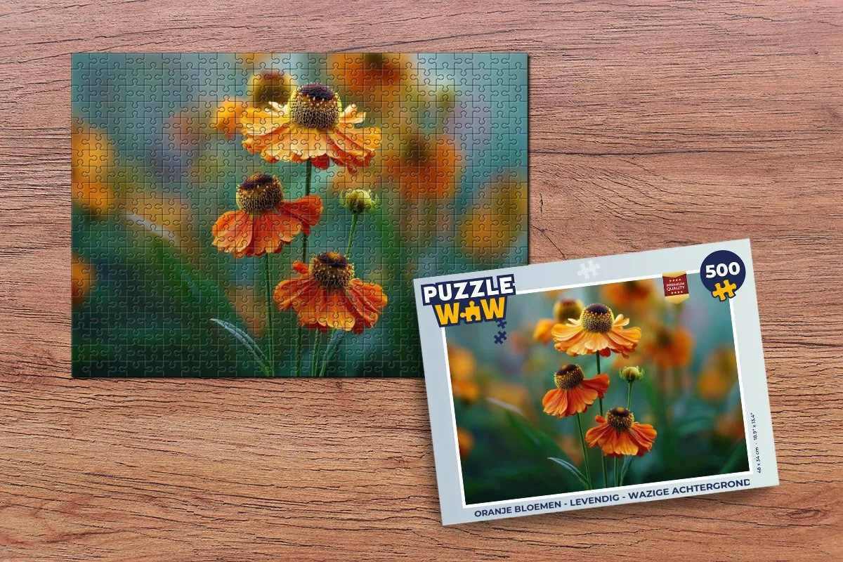PuzzleWow Oranje Bloemen Legpuzzel 500 Stuks