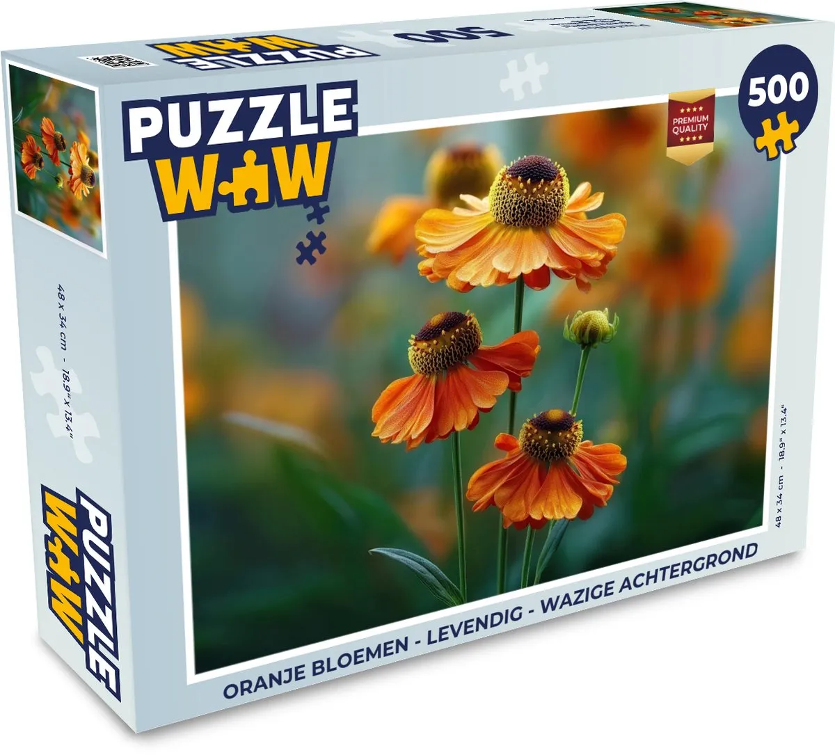 PuzzleWow Oranje Bloemen Legpuzzel 500 Stuks
