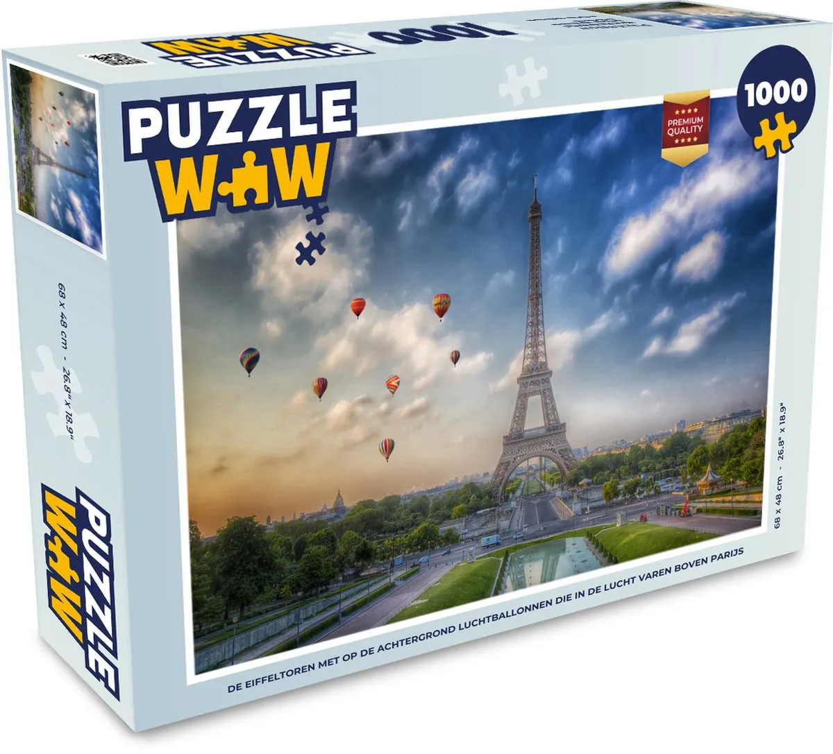 PuzzleWow Legpuzzel De Eiffeltoren met Ballonnen 1000 Stuks - Multicolor