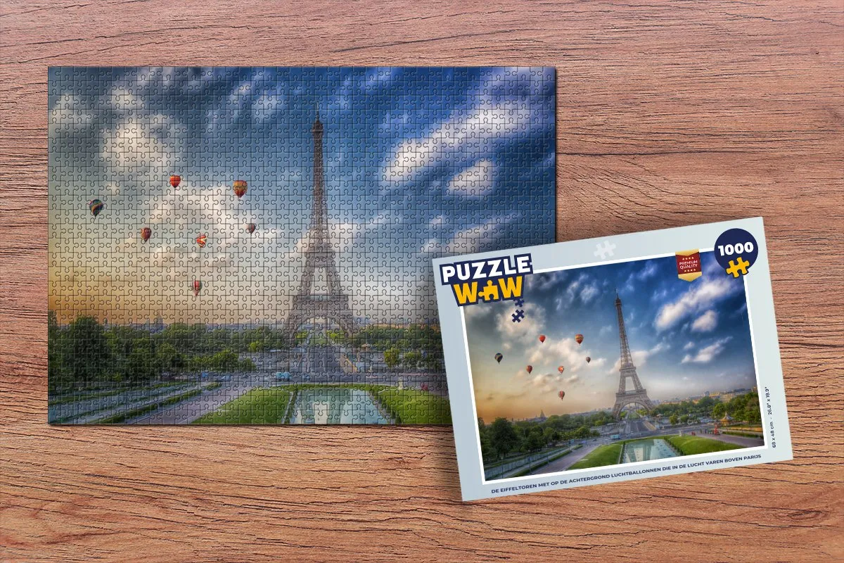 PuzzleWow Legpuzzel De Eiffeltoren met Ballonnen 1000 Stuks - Multicolor
