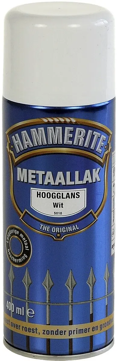 Hammerite Metaallak Hoogglans Spray Wit 400ml