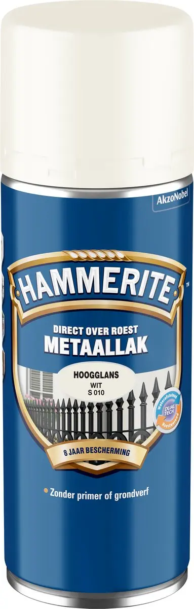 Hammerite Metaallak Hoogglans Spray Wit 400ml