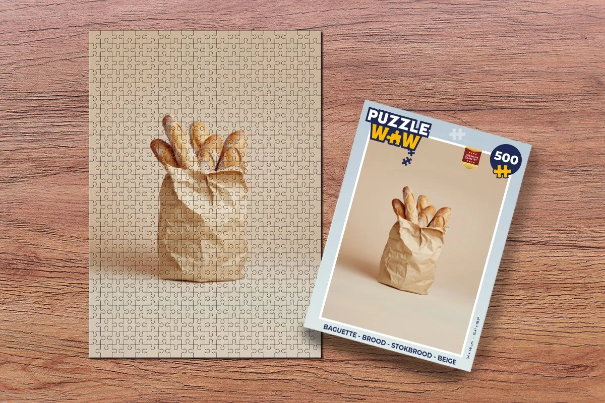 PuzzleWow Baguette Legpuzzel 500 Stuks - Beige