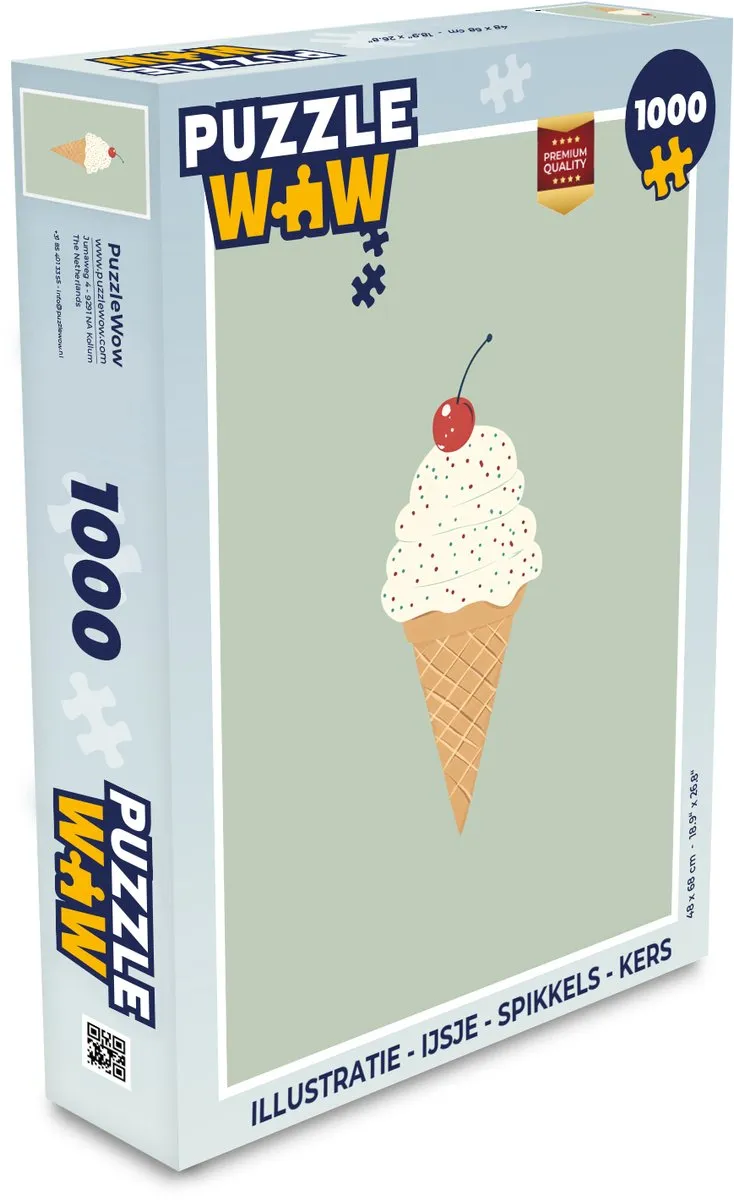 PuzzleWow IJsje Spikkels Kers Legpuzzel 1000 Stuks