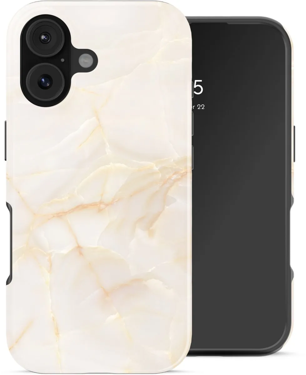 Selencia Hoesje iPhone 17 Golden Beige Marble