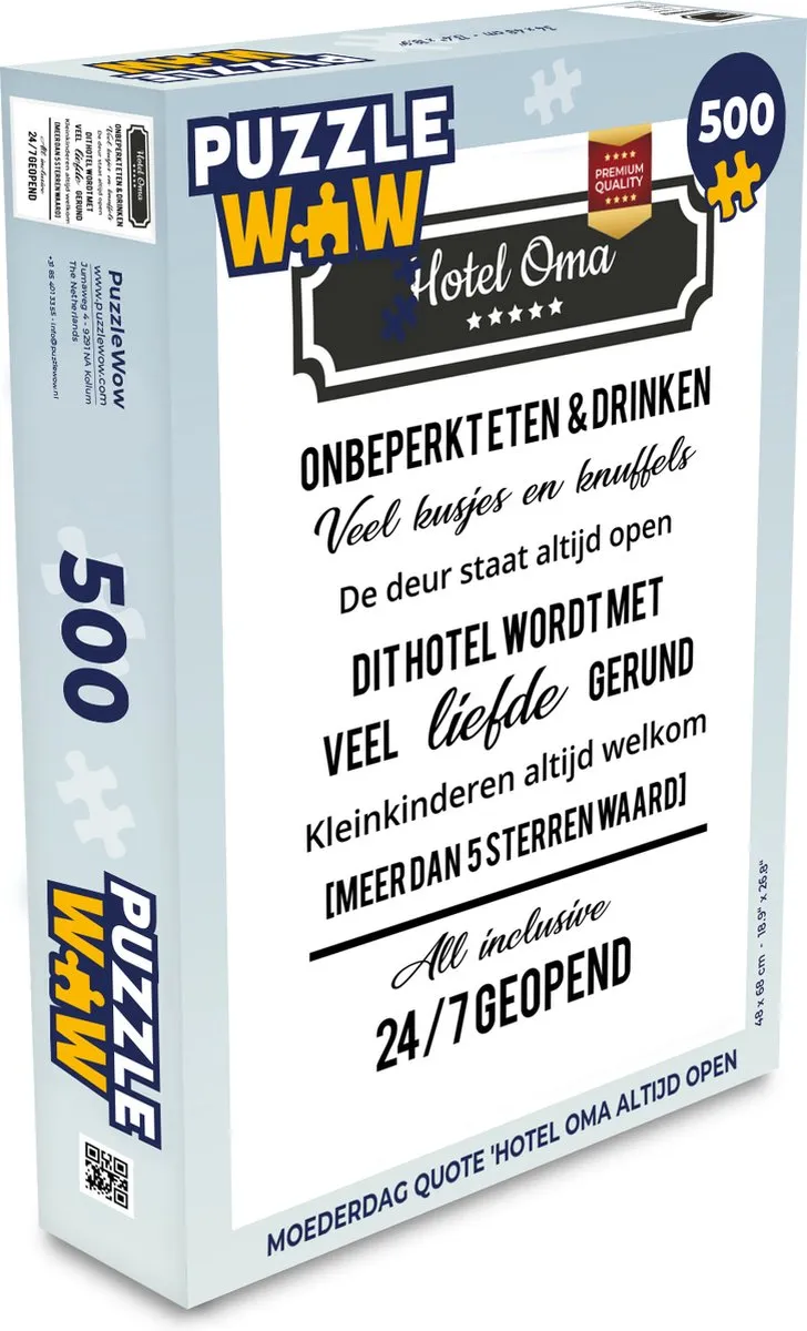 PuzzleWow Oma Spreuken Legpuzzel 500 Stuks - Multicolor