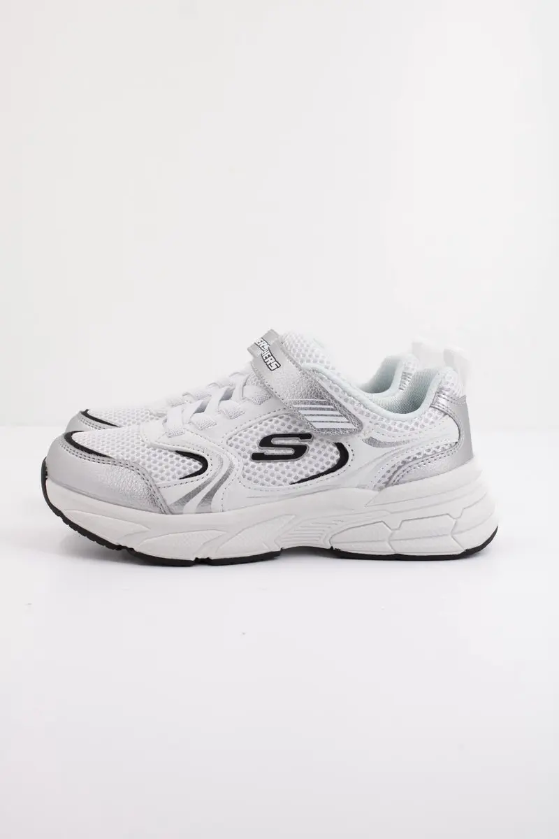 Skechers RETRO-GRAPH Meisjes Veterschoenen 031213 - Wit/Zilver - afbeelding 3 van 6