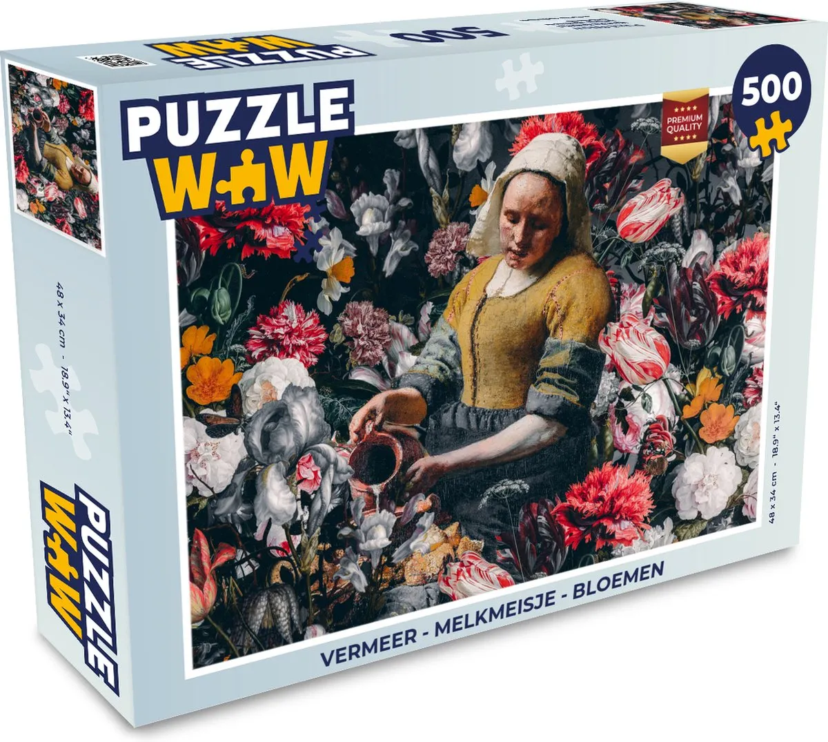 PuzzleWow Vermeer Melkmeisje Legpuzzel 500 Stuks - Multicolor