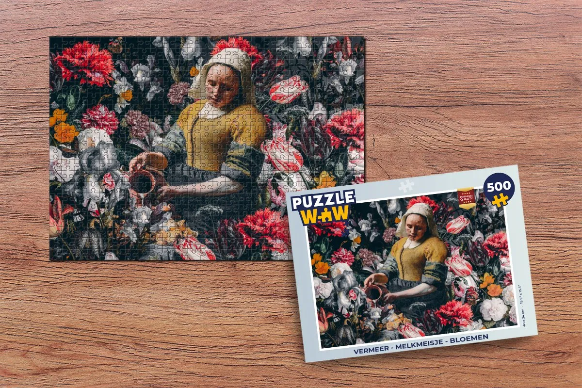 PuzzleWow Vermeer Melkmeisje Legpuzzel 500 Stuks - Multicolor