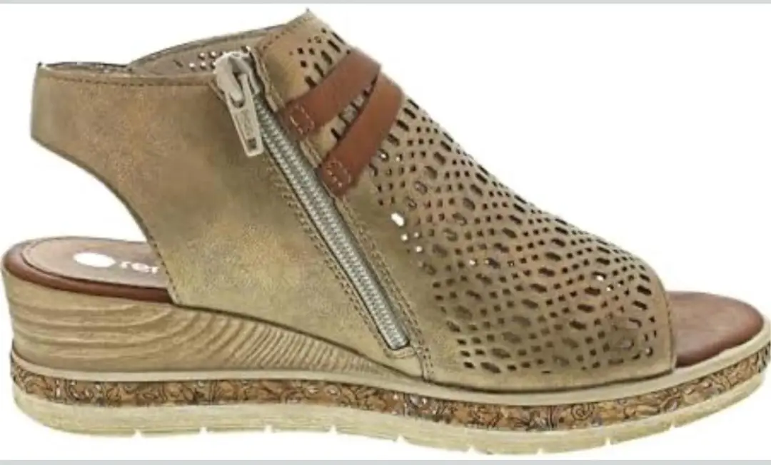 Remonte D3075-90 Sandalen goud bruin sleehak met rits maat 42