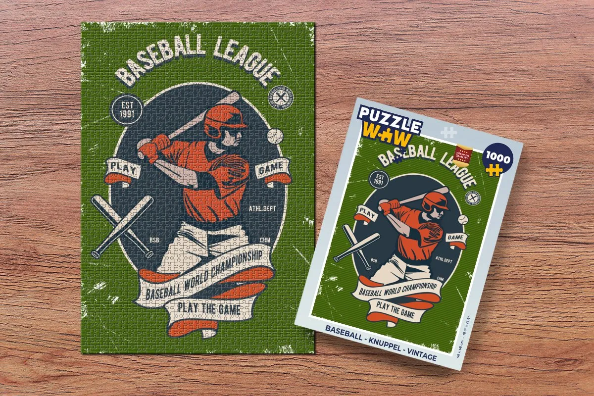 PuzzleWow Baseball Vintage Legpuzzel 1000 Stuks - Multicolor