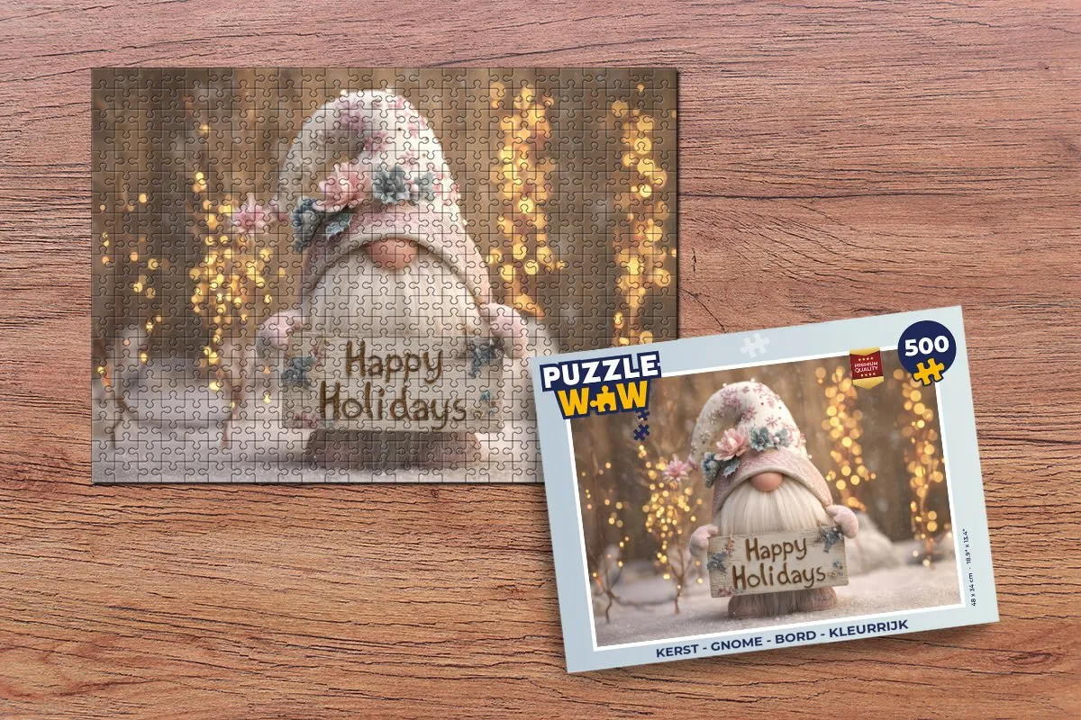 PuzzleWow Kerst Gnome Bord 500 Stuks - Kleurrijk