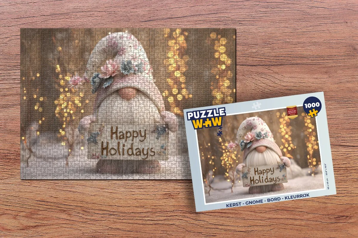 PuzzleWow Kerst Gnome Bord 500 Stuks - Kleurrijk
