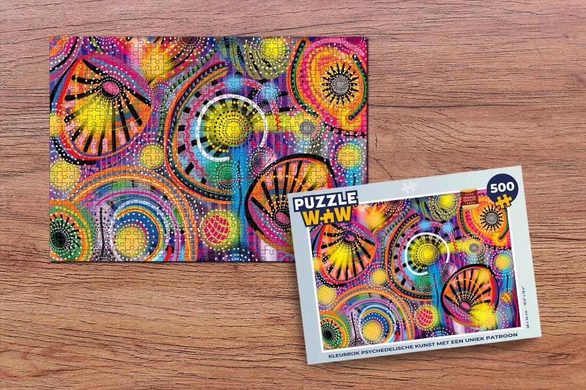 PuzzleWow Psychedelisch Legpuzzel 500 Stuks - Multicolor