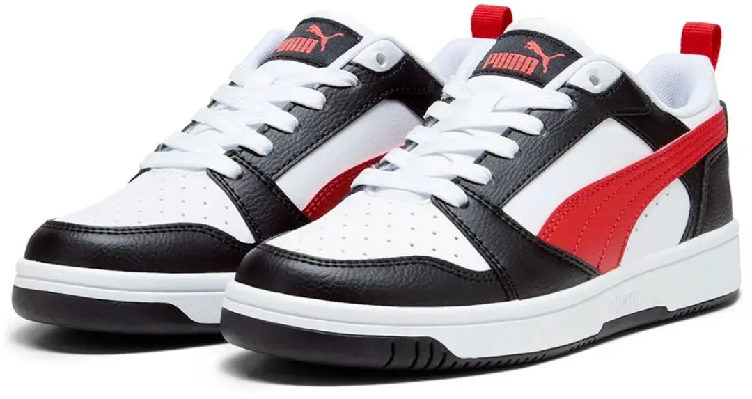 PUMA Rebound V6 Lo Jr Unisex Sneakers 37 - Wit/Zwart/Rood - afbeelding 2 van 6